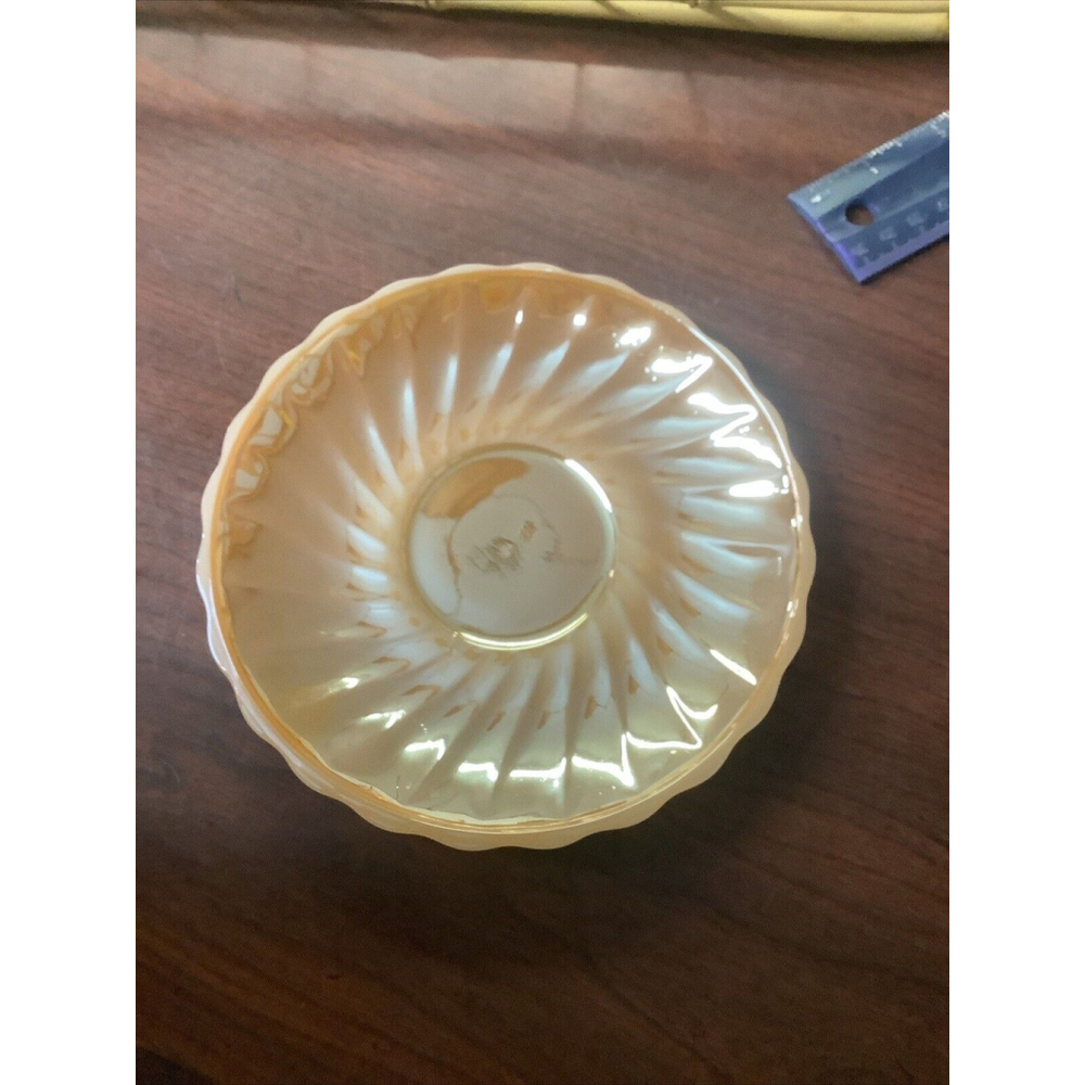 Vintage Anchor Hocking Fire King Peach Luster Swirl Saucer